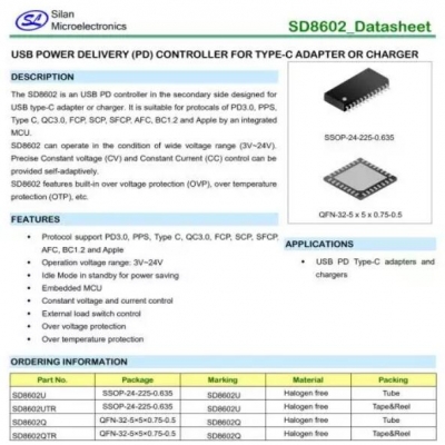 Silan士兰微SD8602通过协会USB PD3.0认证